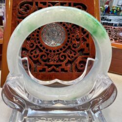 A close up of an asian style glass bowl