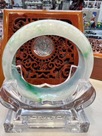 A close up of an asian style glass bowl