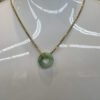 Real Jade Donut Pendant, Dime Size  (Free Adjustable 925 Silver Chain Gold Plated Chain Included)