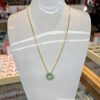 Real Jade Donut Pendant, Dime Size  (Free Adjustable 925 Silver Chain Gold Plated Chain Included) - Image 3