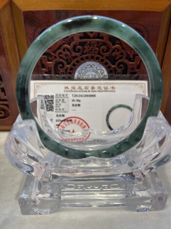 Certified Real Jade Bangle (Jadeite) #2004806, Size: 61mmX3X3 - Image 6