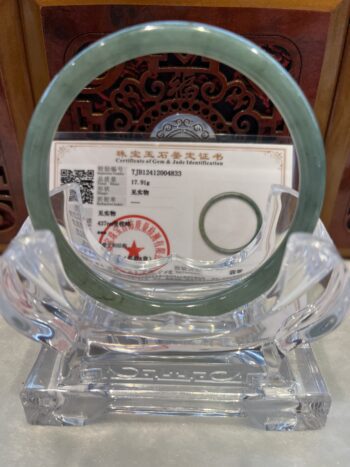 Certified Real Jade Bangle (Jadeite) #2004833, Size: 60mmX3X3 - Image 3