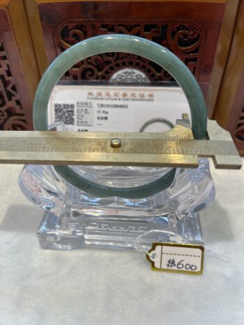 Certified Real Jade Bangle (Jadeite) #2004833, Size: 60mmX3X3 - Image 6