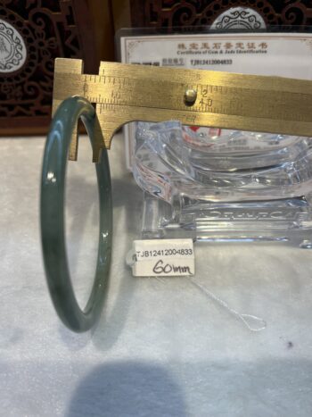 Certified Real Jade Bangle (Jadeite) #2004833, Size: 60mmX3X3 - Image 4