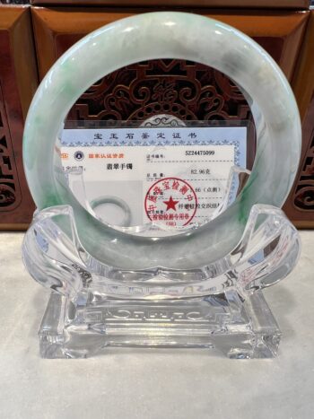 Certified Real Jade Bangle (Jadeite) #475099, Size: 60mm - Image 4