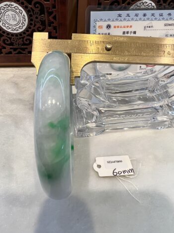 Certified Real Jade Bangle (Jadeite) #475099, Size: 60mm - Image 3