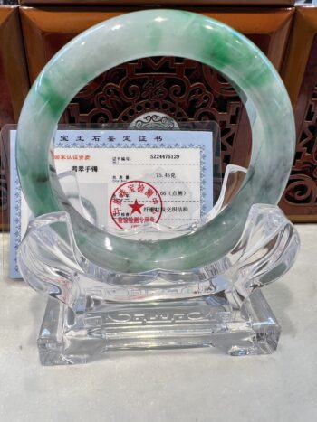 Certified Real Jade Bangle (Jadeite) #475129, Size: 60mm - Image 3