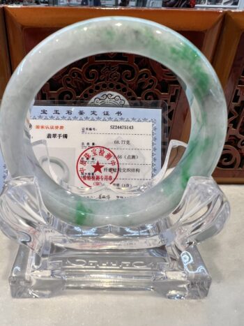 Certified Real Jade Bangle (Jadeite) #475143, Size: 60mm - Image 7