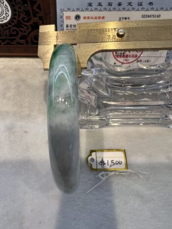 Certified Real Jade Bangle (Jadeite) #475143, Size: 60mm - Image 4