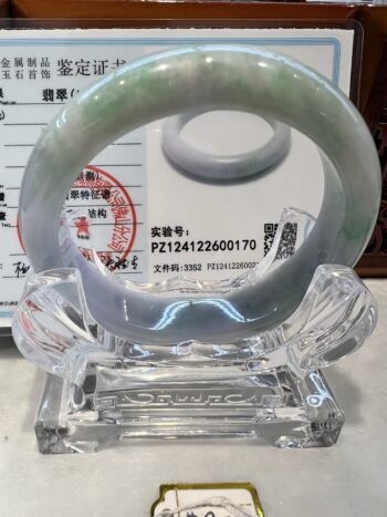 Certified Real Jade Bangle (Jadeite) #600170, Size: 58mm - Image 3