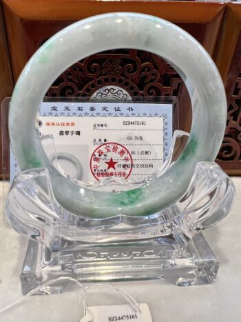 Certified Real Jade Bangle (Jadeite) #475161, Size: 58mm - Image 8