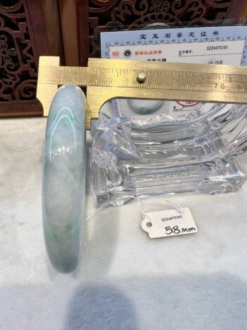 Certified Real Jade Bangle (Jadeite) #475161, Size: 58mm - Image 5