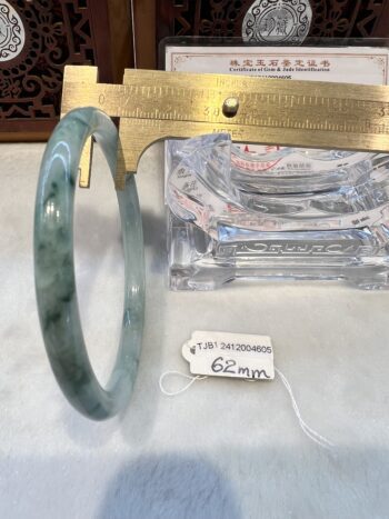 Certified Real Jade Bangle (Jadeite) #2004605, Size: 62mmX3X3 - Image 4