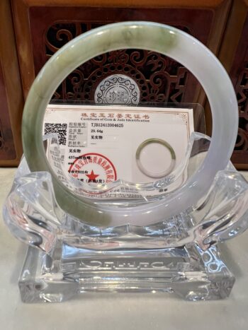 Certified Real Jade Bangle (Jadeite) #2004625, Size: 58mmX5X5 - Image 3