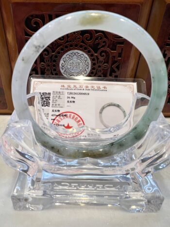 Certified Real Jade Bangle (Jadeite) #2004819, Size: 59mmX3X3 - Image 5