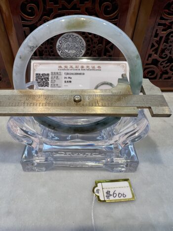 Certified Real Jade Bangle (Jadeite) #2004819, Size: 59mmX3X3 - Image 7