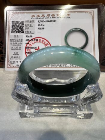 Certified Real Jade Bangle (Jadeite) #2004185, Size: 53mm - Image 7