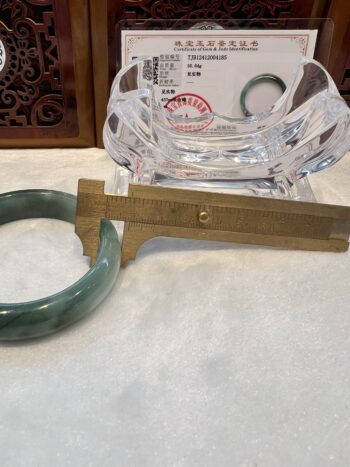 Certified Real Jade Bangle (Jadeite) #2004185, Size: 53mm - Image 4