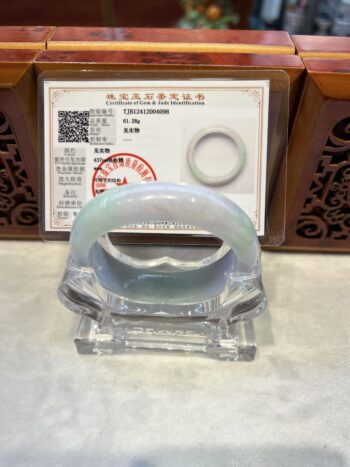 Certified Real Jade Bangle (Jadeite) #2004098, Size: 53mm - Image 5