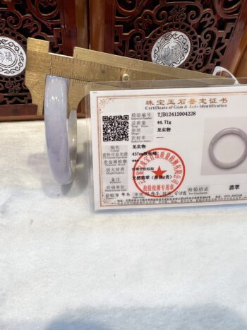 Certified Real Jade Bangle (Jadeite) #2004228, Size: 53mm - Image 5