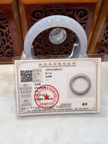 Certified Real Jade Bangle (Jadeite) #2004117, Size: 53mm - Image 4