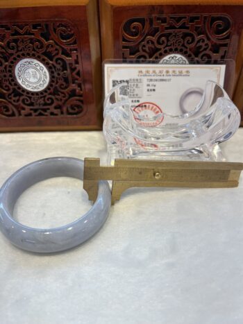 Certified Real Jade Bangle (Jadeite) #2004117, Size: 53mm - Image 3