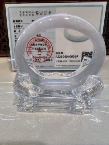 Certified Real Jade Bangle (Jadeite) #400069, Size: 60mm - Image 5