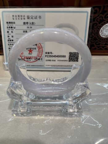 Certified Real Jade Bangle (Jadeite) #400088, Size: 61mm - Image 3