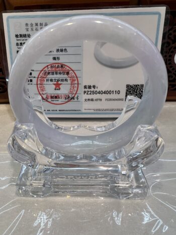 Certified Real Jade Bangle (Jadeite) #400110, Size: 61mm - Image 5