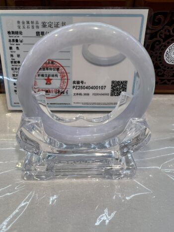 Certified Real Jade Bangle (Jadeite) #400107, Size: 61.5mm - Image 6