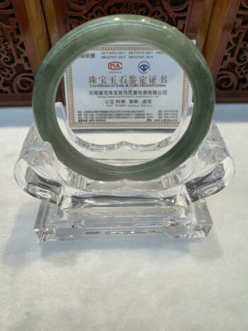 Certified Real Jade Bangle (Jadeite) #5002922, size 53mm - Image 4