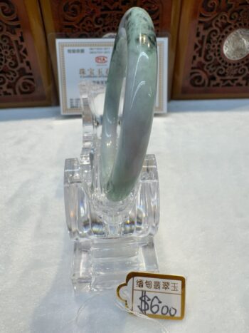 Certified Real Jade Bangle (Jadeite) #5001902, size 53mm - Image 7