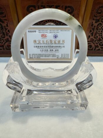 Certified Real Jade Bangle (Jadeite) #4000420, size 55mm - Image 7