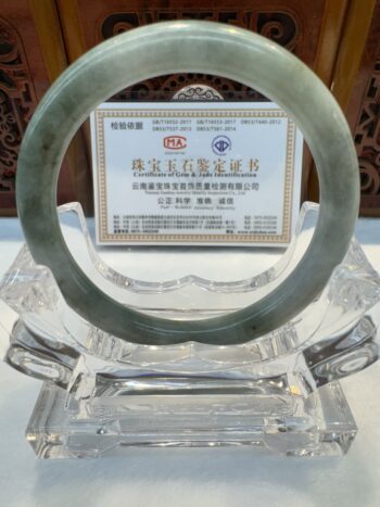 Certified Real Jade Bangle (Jadeite) #4001610, size 55mm - Image 5
