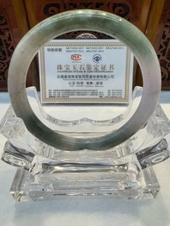 Certified Real Jade Bangle (Jadeite) #5001913, size 55mm - Image 4