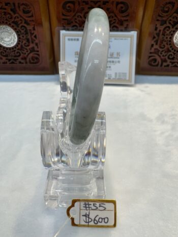 Certified Real Jade Bangle (Jadeite) #4000707 size 55mm - Image 6