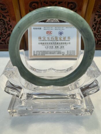 Certified Real Jade Bangle (Jadeite) #4001449 size 55mm - Image 4