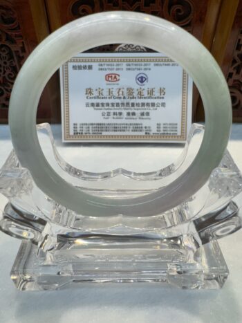 Certified Real Jade Bangle (Jadeite) #4001356 size 55mm - Image 6