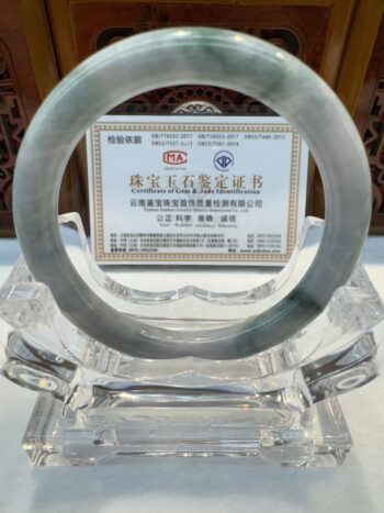 Certified Real Jade Bangle (Jadeite) #4000374 size 55mm - Image 5