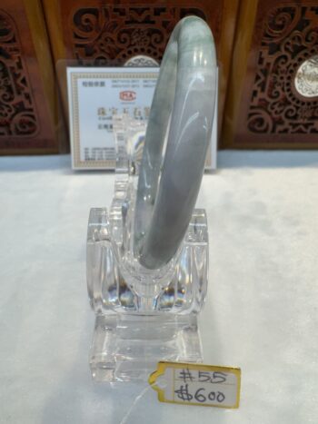 Certified Real Jade Bangle (Jadeite) #4000374 size 55mm - Image 6