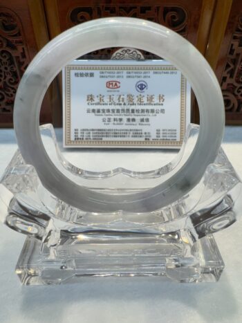 Certified Real Jade Bangle (Jadeite) #4001455 size 55mm - Image 4