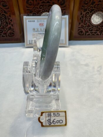 Certified Real Jade Bangle (Jadeite) #4001330 size 55mm - Image 7