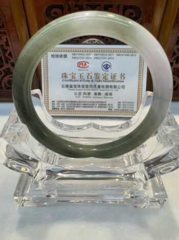 Certified Real Jade Bangle (Jadeite) #4000283 size 55mm - Image 4