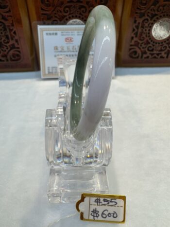 Certified Real Jade Bangle (Jadeite) #4000283 size 55mm - Image 3