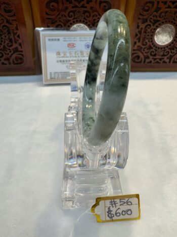 Certified Real Jade Bangle (Jadeite) #4001508 size 56mm - Image 7