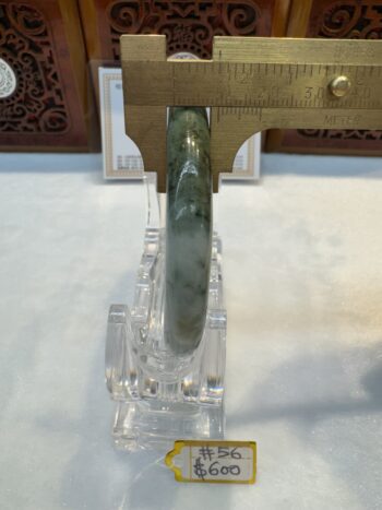 Certified Real Jade Bangle (Jadeite) #4001508 size 56mm - Image 5