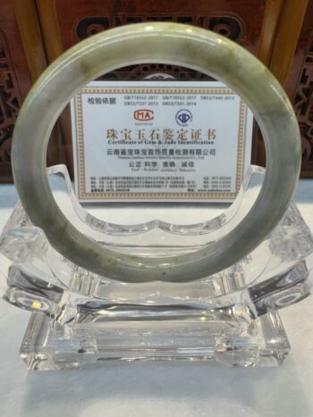 Certified Real Jade Bangle (Jadeite) #4000407 size 56mm - Image 4