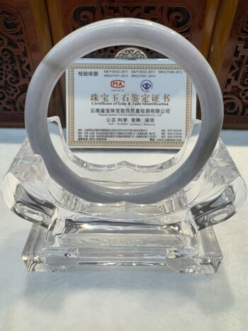 Certified Real Jade Bangle (Jadeite) #4001360 size 56mm - Image 5