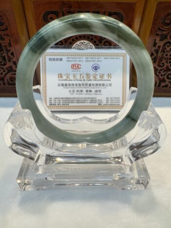 Certified Real Jade Bangle (Jadeite) #4001498 size 56mm - Image 6