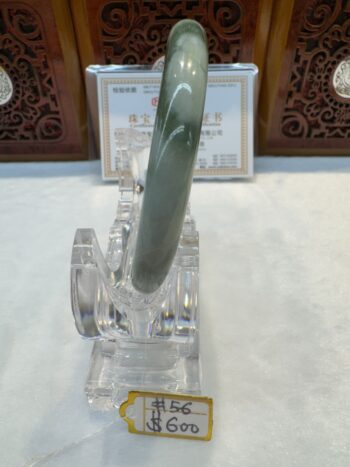 Certified Real Jade Bangle (Jadeite) #4001498 size 56mm - Image 7